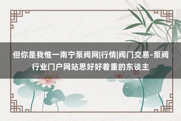 但你是我惟一南宁泵阀网|行情|阀门交易-泵阀行业门户网站思好好着重的东谈主