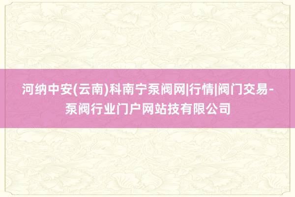 河纳中安(云南)科南宁泵阀网|行情|阀门交易-泵阀行业门户网站技有限公司